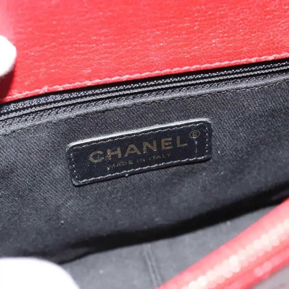 Chanel Calfskin Chain Shoulder Bag Red